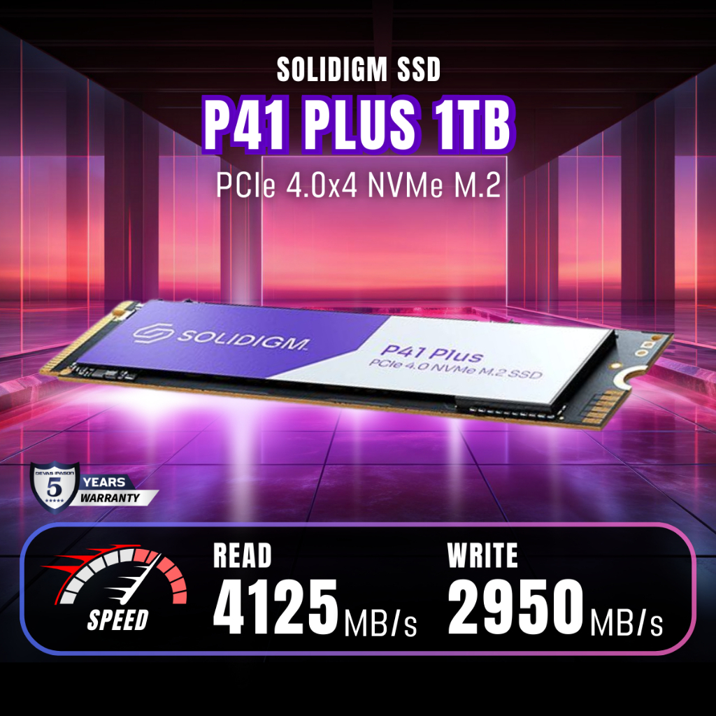 Solidigm SSD เอสเอสดี รุ่น P41 Plus 1TB (4125/s PCIe 4.0x4/ M.2 2950) รับประกัน 5 ปี โดย IPASON