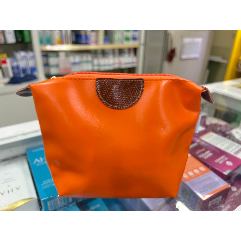 กระเป๋าใส่เครื่องสำอาง ขนาดเล็กกะทัดลัด หนังนิ่ม จุของได้หลายอย่าง สีส้ม [10727]
