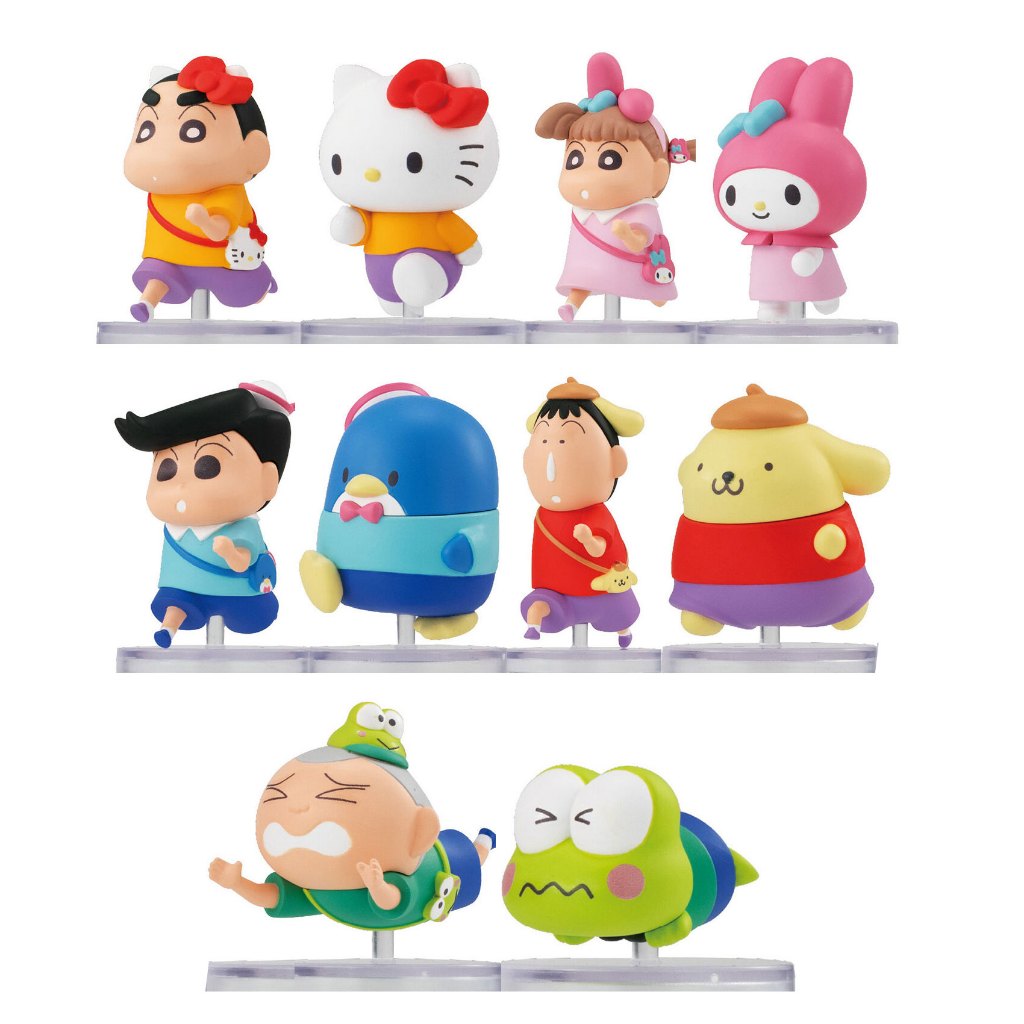 **ของแท้ พร้อมส่ง ครบชุด 10 ตัว** กาชาปอง ชุด ชินจัง x ซานริโอ Gashapon Crayon Shin-chan x Sanrio Characters Narabundesu