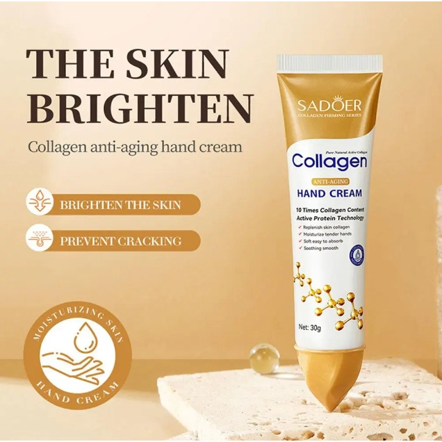 ( มีส่งด่วน ) Sadoer Collagen Hand Cream ครีมทามือ ช่วยบำรุงผิว ขจัดริ้วรอย เพิ่มความชุ่มชื้น  มือเนียนนุ่ม ขนาด 30 g.