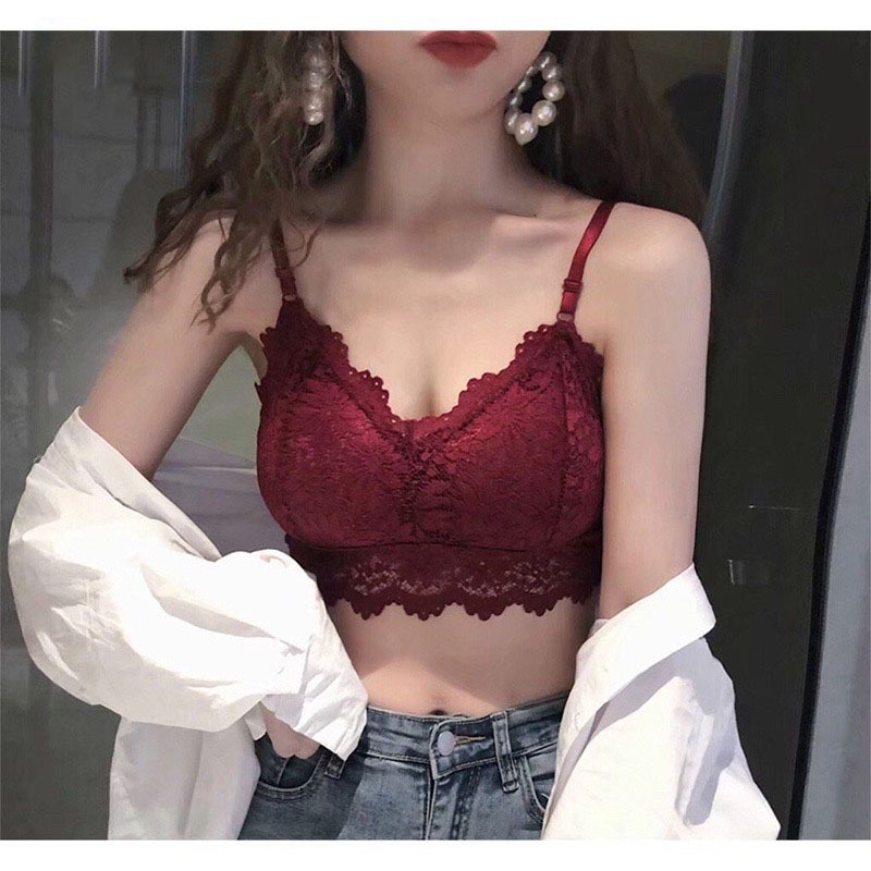 บราลูกไม้ เซ็กซี่ ใส่สบาย ผ้านิ่ม มีฟองน้ำ สามารถถอดออกได้ ฟรีไซส์ 32-38 ชุดชั้นในไร้โครง