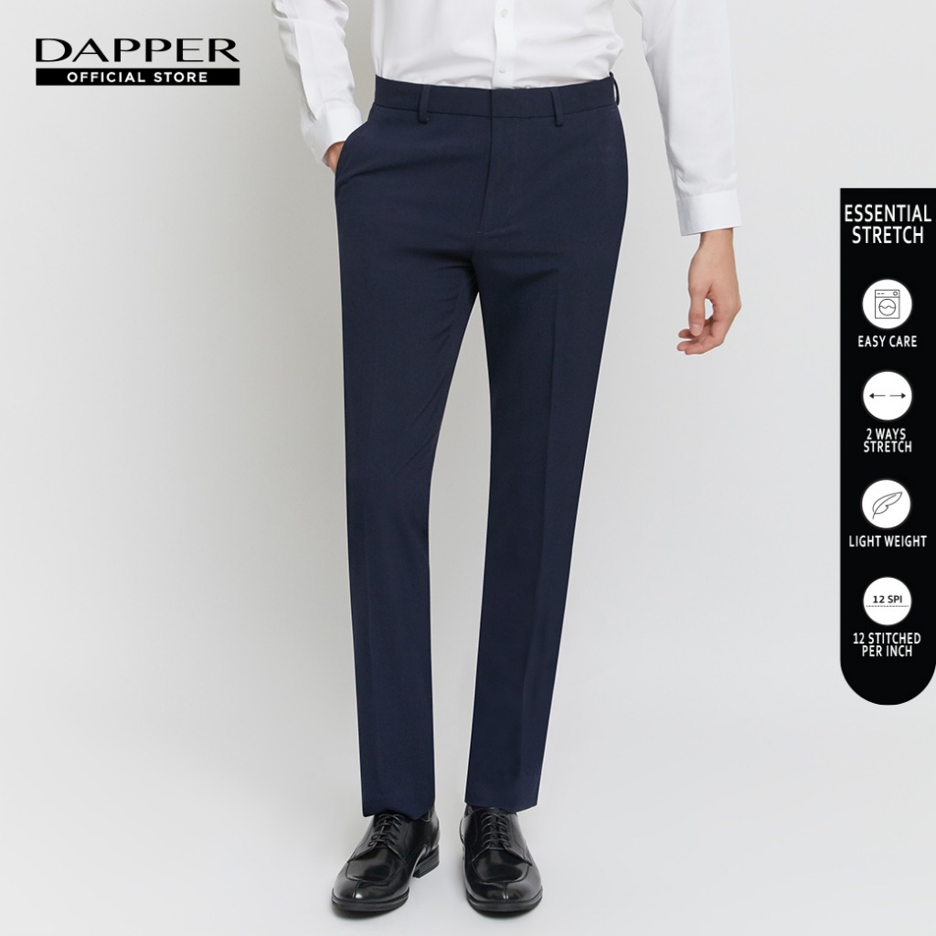 DAPPER กางเกงทำงาน รุ่น Essential Stretch ทรง Slim-Fit สีกรมท่า (TB9/N1/113RSP)