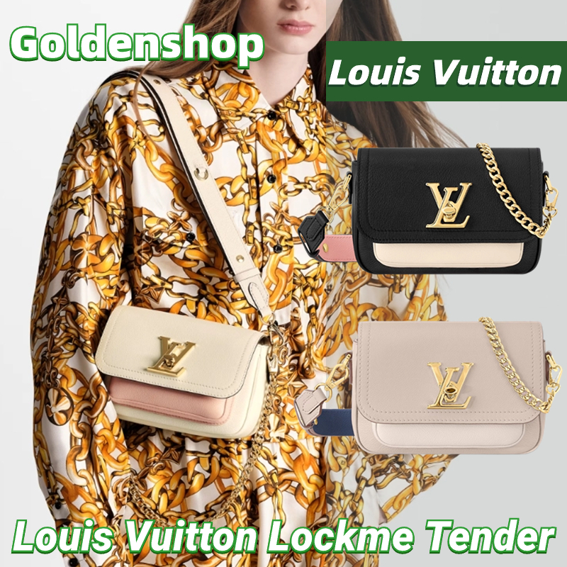 New!!🍒หลุยส์วิตตอง Louis Vuitton Lockme Tender Bag LV กระเป๋าสะพายสุภาพสตรี