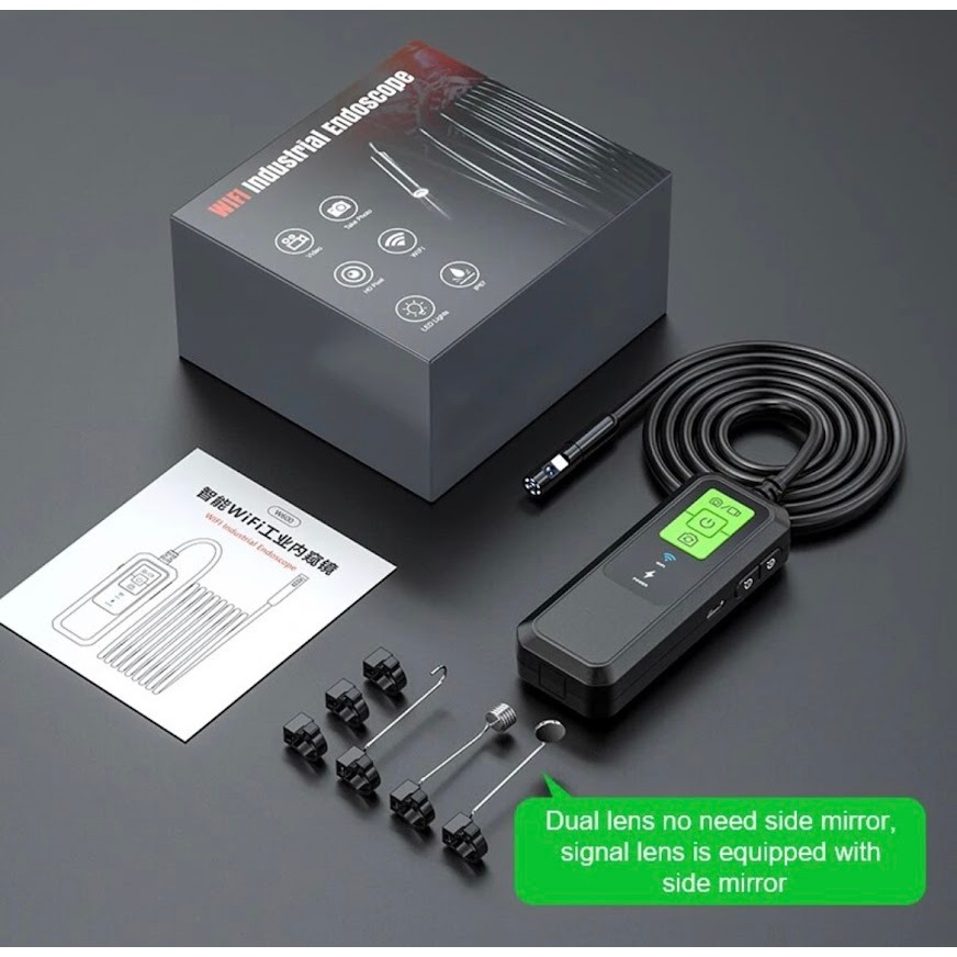 Inskam กล้องเอ็นโดสโคปอุตสาหกรรม WiFi กล้องตรวจสอบไร้สายเลนส์คู่กันน้ำ8มม.ปรับได้8LEDสำหรับSmartPhone - รูปที่ 7