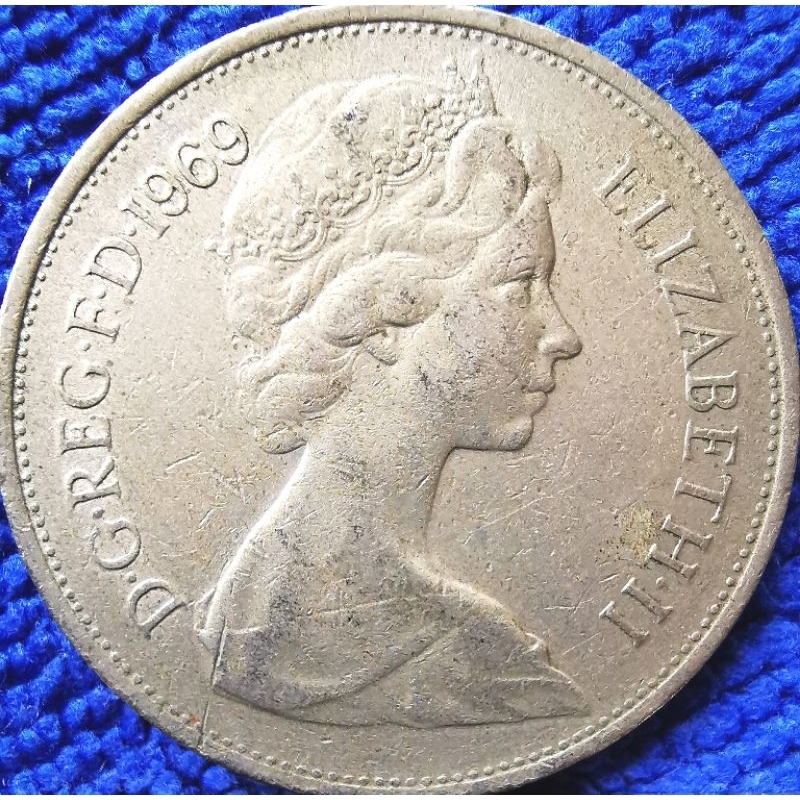 เหรียญ​สหราช​อาณาจักร​ UK​ 10 Pence, (รุ่นเก่า​เหรียญ​ใหญ่​), ใช้แล้ว, #​0405T