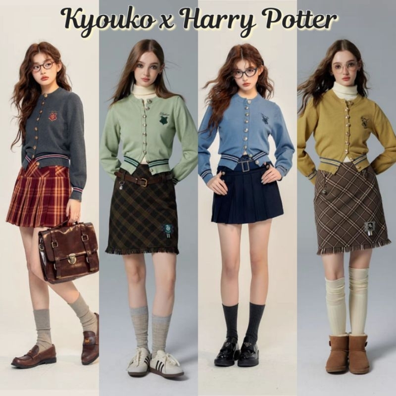 Kyouko x Harry Potter เสื้อคาร์ดิแกนลายถักสีพื้น แฮร์รี่พอตเตอร์