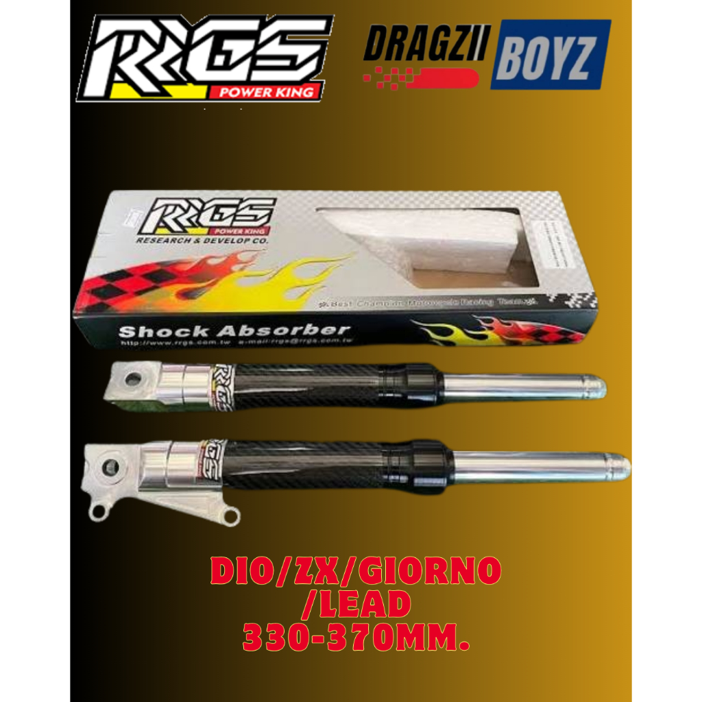 โช็คหน้าRRGS คาร์บอนแท้ #ตรงรุ่น​ Dio/Zx/Giorno​/Lead ยาว 330-370mm.