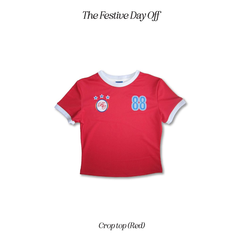 BEB CLUB THE STAR CROP TOP เสื้อคร็อปทรงสปอร์ตสีแดง