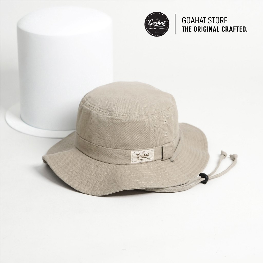G001 Beige หมวกเดินป่า หมวกบักเก็ต มีสาย สไตล์ญี่ปุ่น ทรงสวย เบา ใส่สบาย