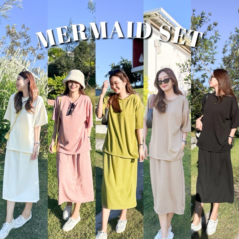(ซื้อผ่าน Vdo ลด 100.-) MERMAID SET ชุดเซ็ทกระโปรง มีกระเป๋า2ข้าง ผ่าหลังเก๋ๆ ใส่สบายมาก ไม่ต้องรีด