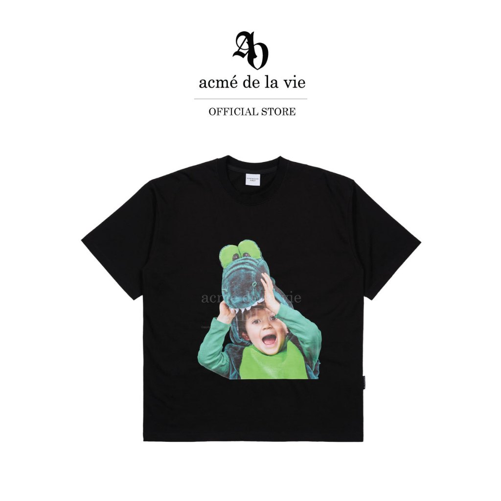 ADLV เสื้อยืด Oversize Baby Face Crocodile Doll Short Sleeve T-Shirt Black Black (50071OBFSSUF3BKXX)