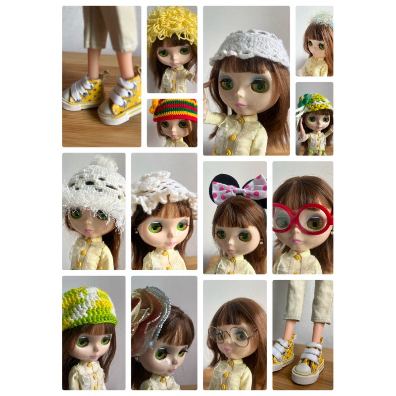 หมวก แว่น รองเท้า ตกแต่ง blythe doll knitcap hat ตุ๊กตา BJD 1/3 หมวก_แว่น_รองเท้า Blythe