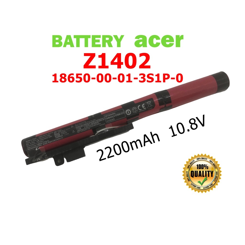 ACER แบตเตอรี่ Z1402 ของแท้ 18650-00-01-3S1P-0 (สำหรับ Aspire One 14 Z1402) ACER Battery Notebook เอ