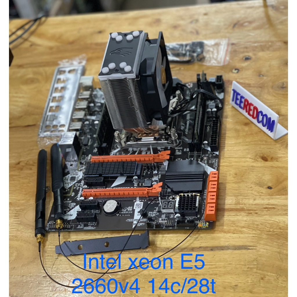 ชุด 14คอร์ Mb x99 wifi bluetooth +cpu intel xeon e5 2660V4 14c/28t +ram ddr4 16-128gb SSD M.2 NVME 2
