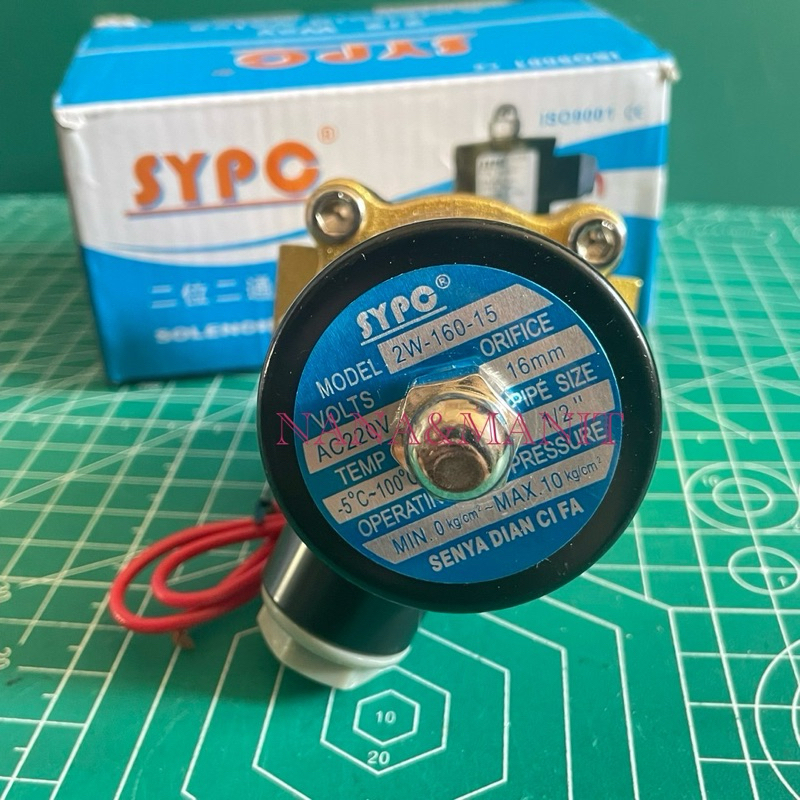 โซลินอยด์วาล์ว SYPC 2W-160-15 ไฟ 12VDC 220VAC Solenoid Valve ทองเหลืองแท้ 100% สำหรับท่อ 1/2” (4หุน)