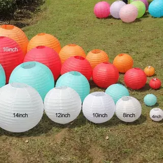 โคมไฟกระดาษ ทรงกลม โคมไฟญี่ปุ่น สีพาสเทล 8นิ้ว 12นิ้ว 16นิ้ว / 20cm 30cm 40cm สร้างบรรยากาศน่ารัก