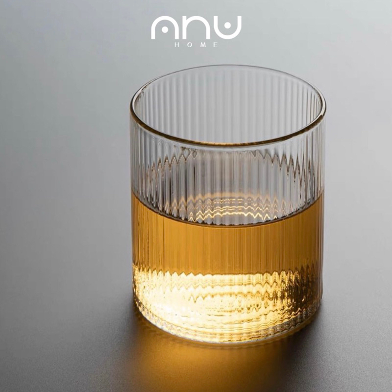 Simple Line glass แก้วดื่มนำ้ลายริ้วถี่ เนื้อหนามีนำ้หนัก ทนความร้อน