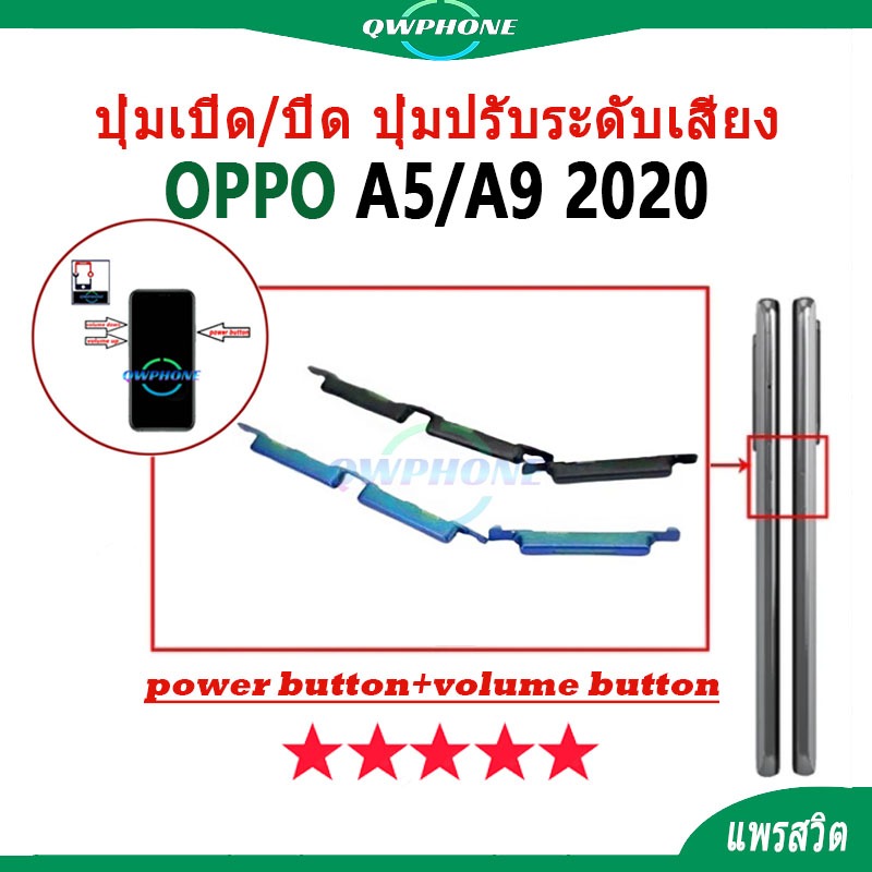ปุ่มกดสวิทช์ด้านนอก OPPO A5 2020 / OPPO A9 2020 ปุ่มเปิด/ปิด ปุ่มปรับระดับเสียง Power button volume 
