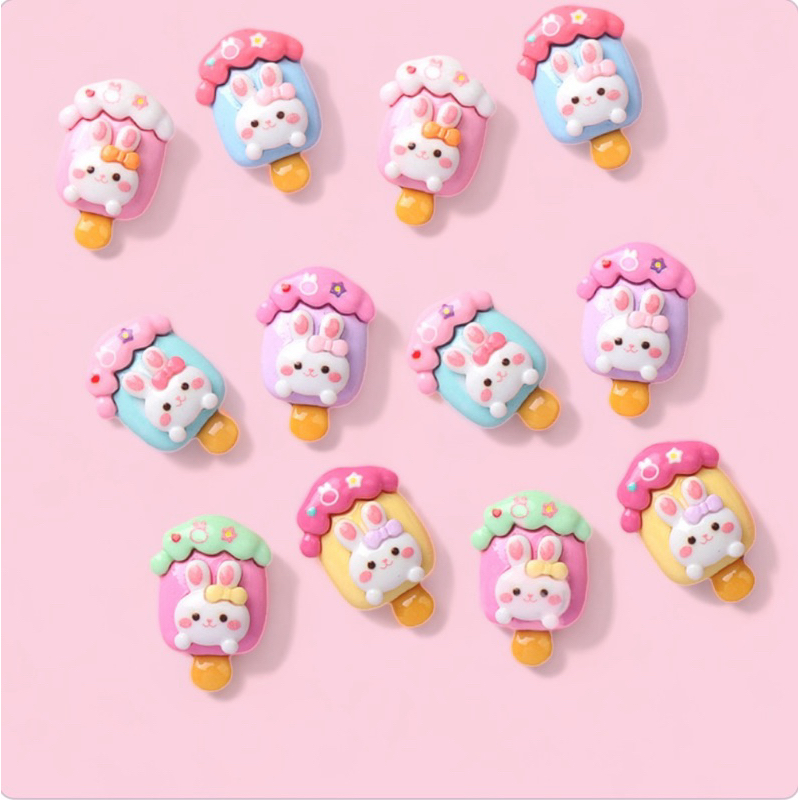 สวัสดีค่ะSabydee459 กระต่ายไอติม🎀อุปกรณ์ตกแต่ง งาน DIY  แต่งเคสโทรศัพท์ แต่งกิ๊บ ลายการ์ตูนสินค้าพร้อมส่งจากไทย🇹🇭