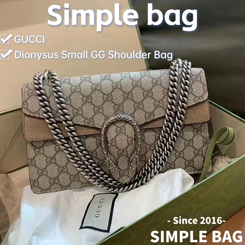 กุชชี่💥GUCCI Dionysus Small GG Shoulder Bag กระเป๋าสะพายเดี่ยว