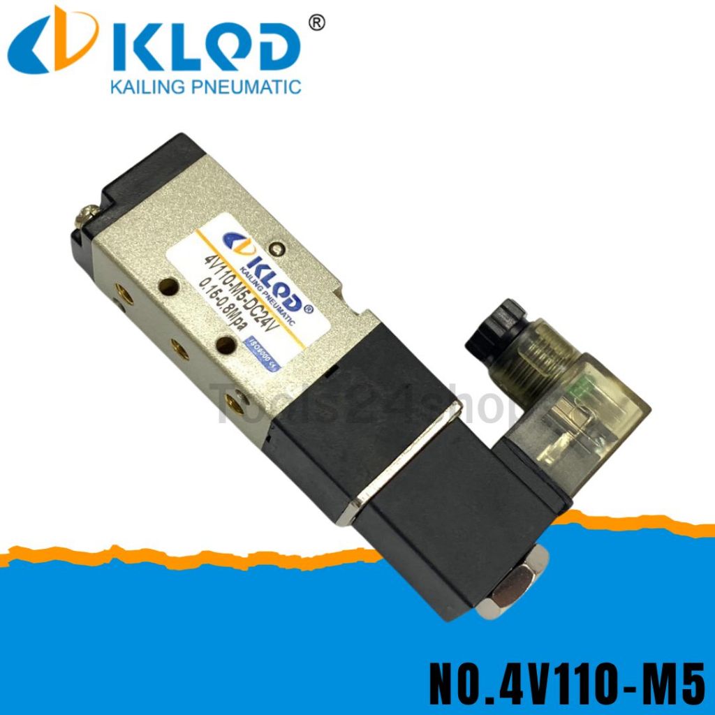 KLQD โซลินอยด์วาวล์ 5/2 way (10 mm.) DC24V Model : 4V110-M5