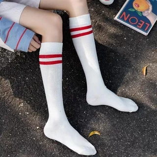 🧦🧦 ถุงเท้ายาวถึงเข่า jk สไตล์ญี่ปุ่น ถุงเท้านักเรียนลายทาง ผ้าฝ้ายแท้สไตล์วิทยาลัย