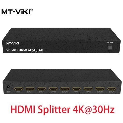 MT-VIKI 4K 1x8 HDMI Splitter 1 in 8 Out, 8 Port Powered HDMI Splitter Multi Monitor Outputs 3D 4Kx2K