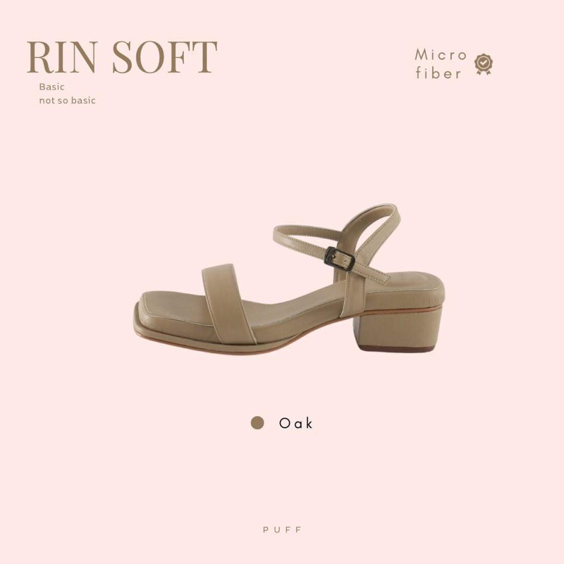 Puffshoes.official รองเท้าส้นสูง ใส่สบาย รุ่น Rin soft สี Oak