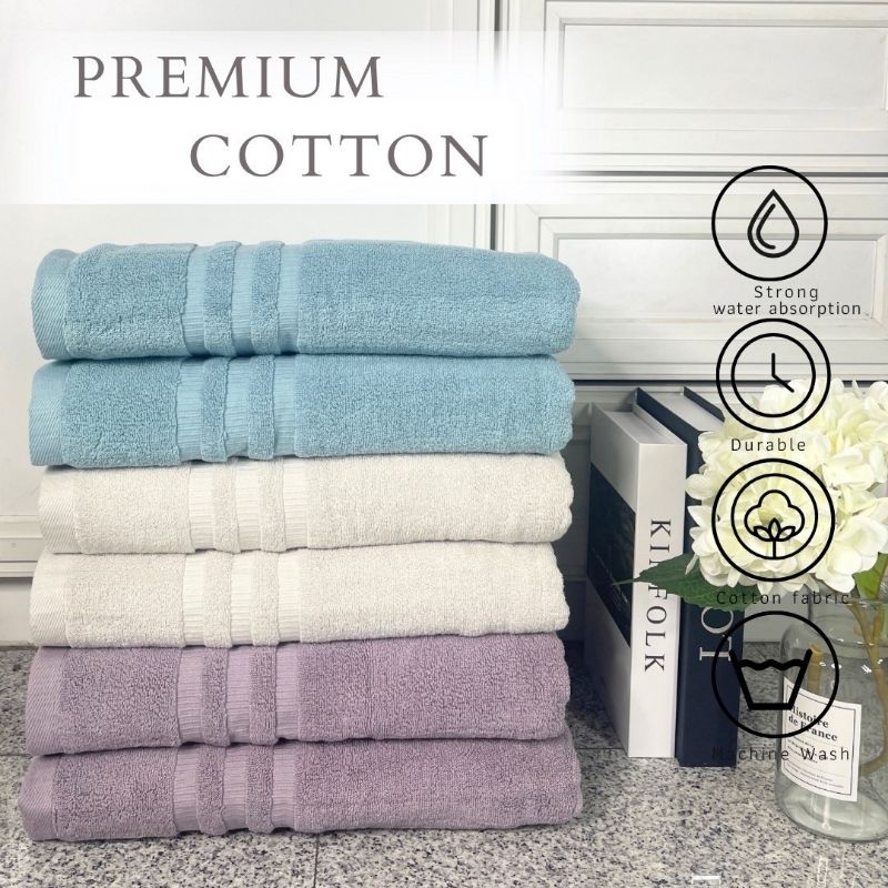 ผ้าเช็ดตัว เกรดพรีเมี่ยมทอเส้นด้ายคู่ หนานุ่ม Cotton100%