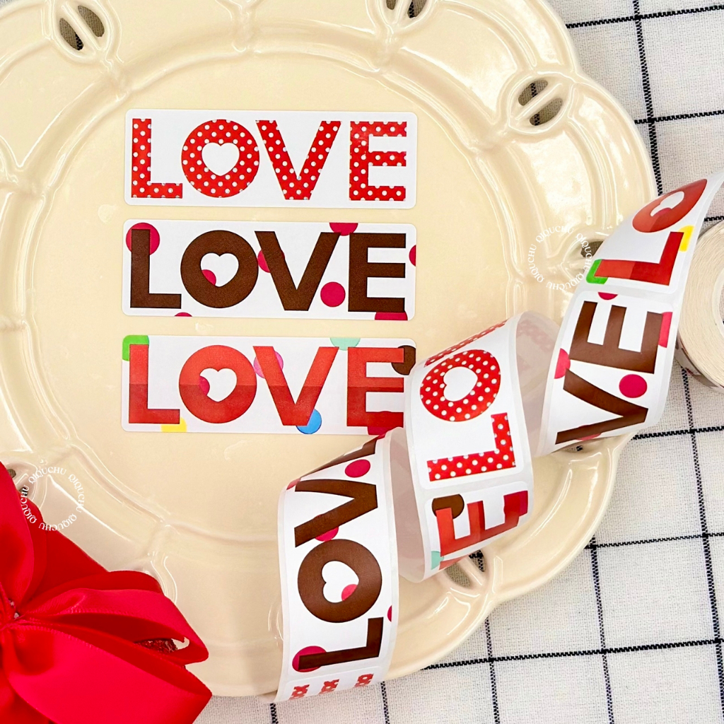 สติ๊กเกอร์วันวาเลนไทน์ "LOVE " (120ดวง/ม้วน) มี 3 ลายในเซท