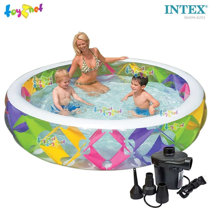 Intex สระเป่าลมพินวีวล์ 2.29x2.29x0.56 ม. รุ่น 56494 + ที่สูบลมไฟฟ้า