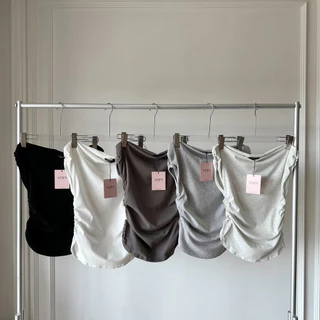 ATIPASHOP - TAMIE TOP เสื้อปาดไหล่ ทรงจีบจีบข้าง มีหลายสี