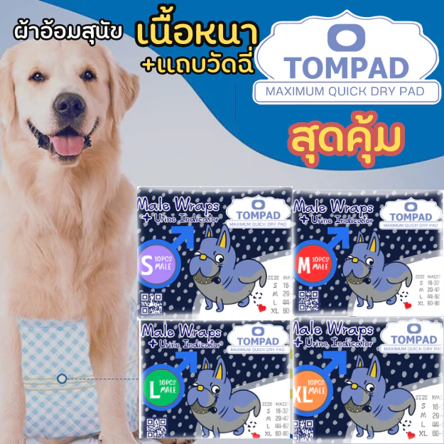 โอบิทอมแพด ผ้าอ้อมสุนัขตัวผู้ มีแถบวัดฉี่ ปรับเอวได้