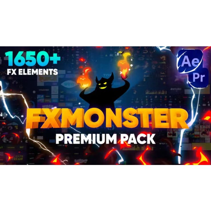 1650 FX MONSTER – Premium Pack [1650+ 2D FX Elements] premiere pro & after effects
