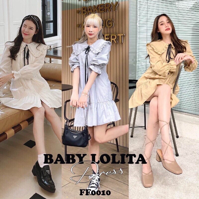 ส่งต่อสีขาว ไม่มีโบว์ Flat2112 FF0010 Liu Yi Fei dress (Baby lolita dress)