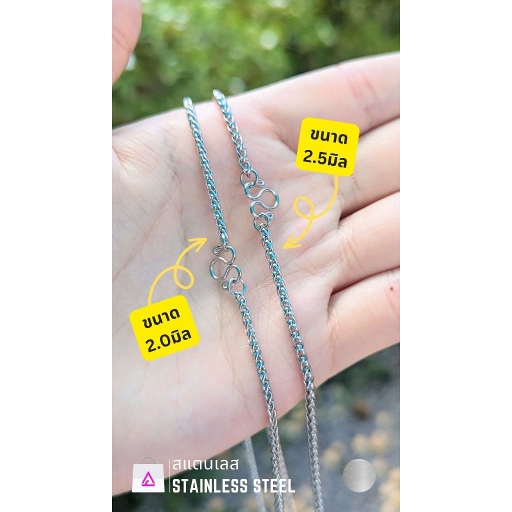 CJ สร้อยลายช่อข้าวโพด สีเลส มี4ขนาดให้เลือก สแตนเลสทองเลเซอร์ ไม่ลอกไม่ดำ - รูปที่ 2