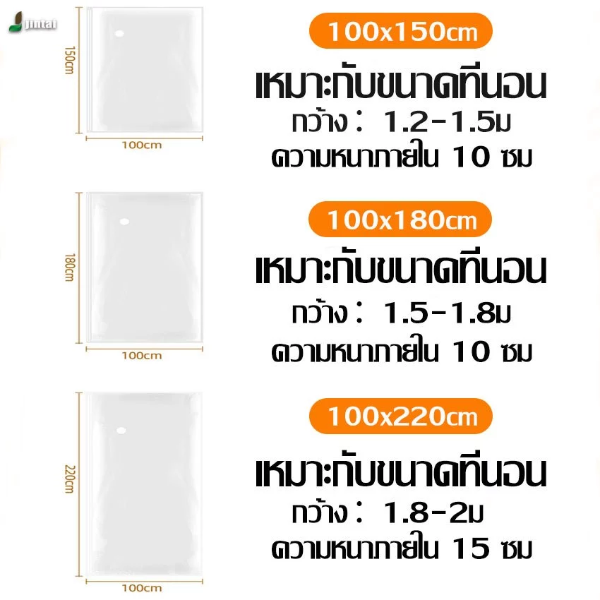 ถุงเก็บที่นอนสูญญากาศ 100*150 ซม./100*180 ซม./100*220 ซม. thumbnail 10