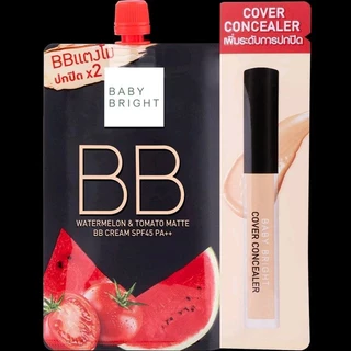 (1ซอง) เบบี้ไบร์ท วอเตอร์เมล่อน แมทท์ บีบี ครีม BABY BRIGHT WATERMELON & TOMATO MATTE BB CREAM SPF45 PA++ 7 กรัม