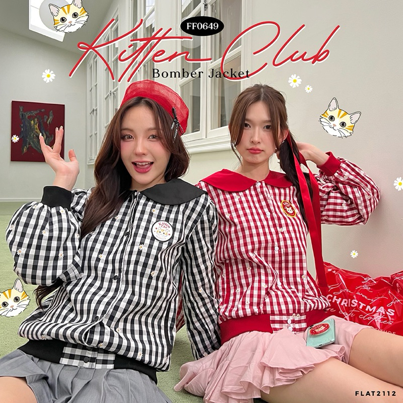 FLAT2112 FF0649 : KITTEN CLUB ROMBER JACKET บอมเบอร์แจ็คเก็ต