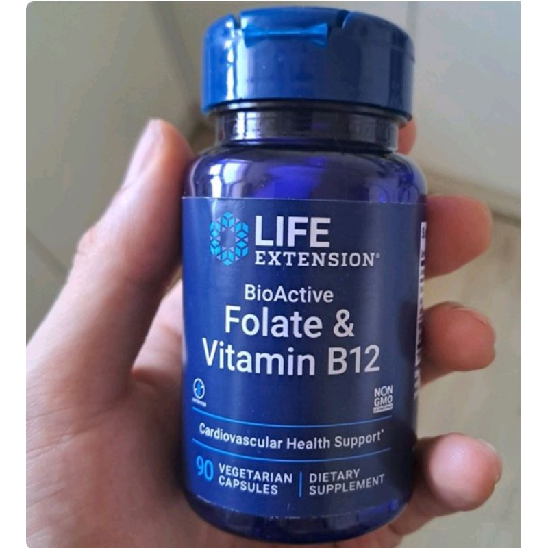 ของแท้จากนอก...วิตามิน Folateโฟเลต & Vitamin B12 วิตามินบี บี12 90เม็ด Life Extension บำรุงเลือด ระบบประสาท