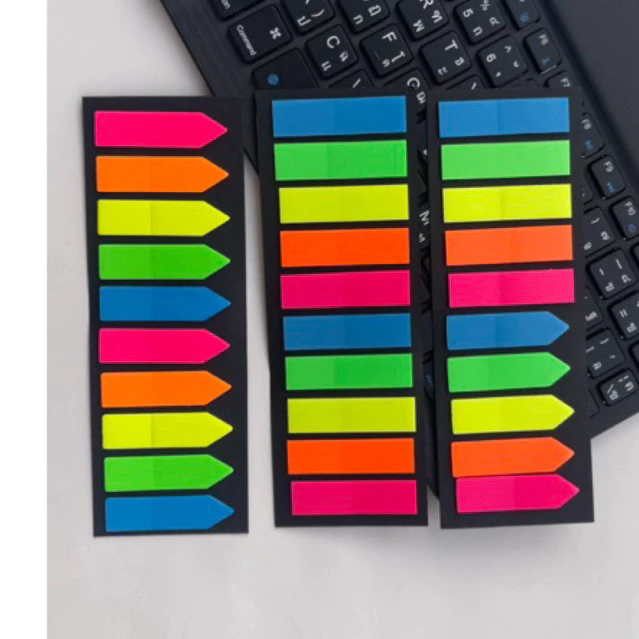 Index sticky notes อินเด็กซ์ สติ๊กเกอร์แบบพลาสติก 10 สี มีกาวด้านหลัง เน้นข้อความ