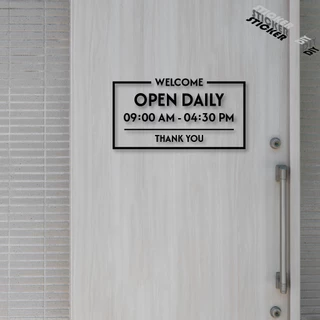สติ๊กเกอร์ เปิดปิด / Open / เวลา / วันที่ (แก้ไขวันเวลาได้) (PVC ไดคัทตกแต่งกระจก ผนัง ประตู)