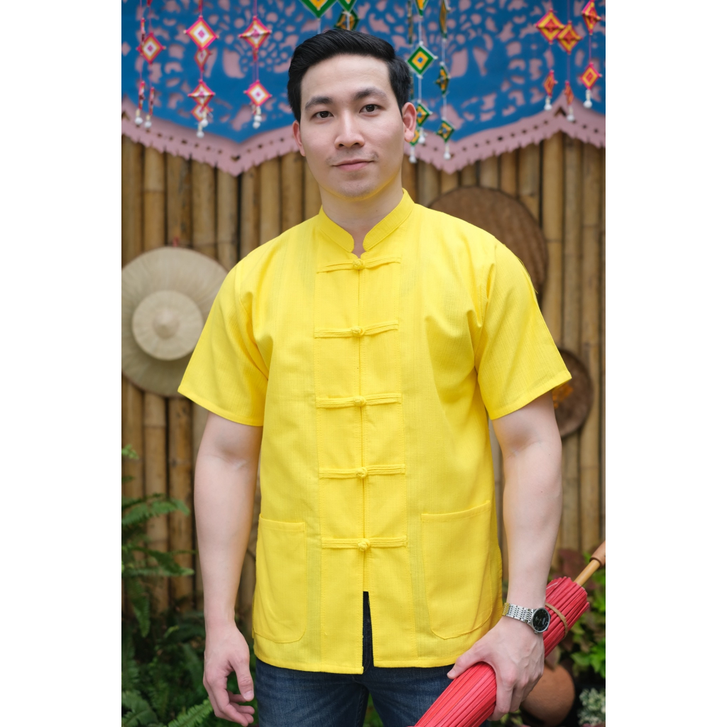 เสื้อผ้าฝ้ายพื้นเมือง รุ่น คอจีนเเขนสั้นBB830
