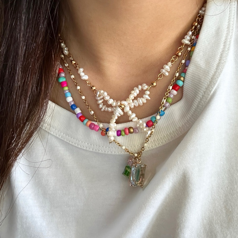 Bow necklace สร้อยคอมุกโบว์