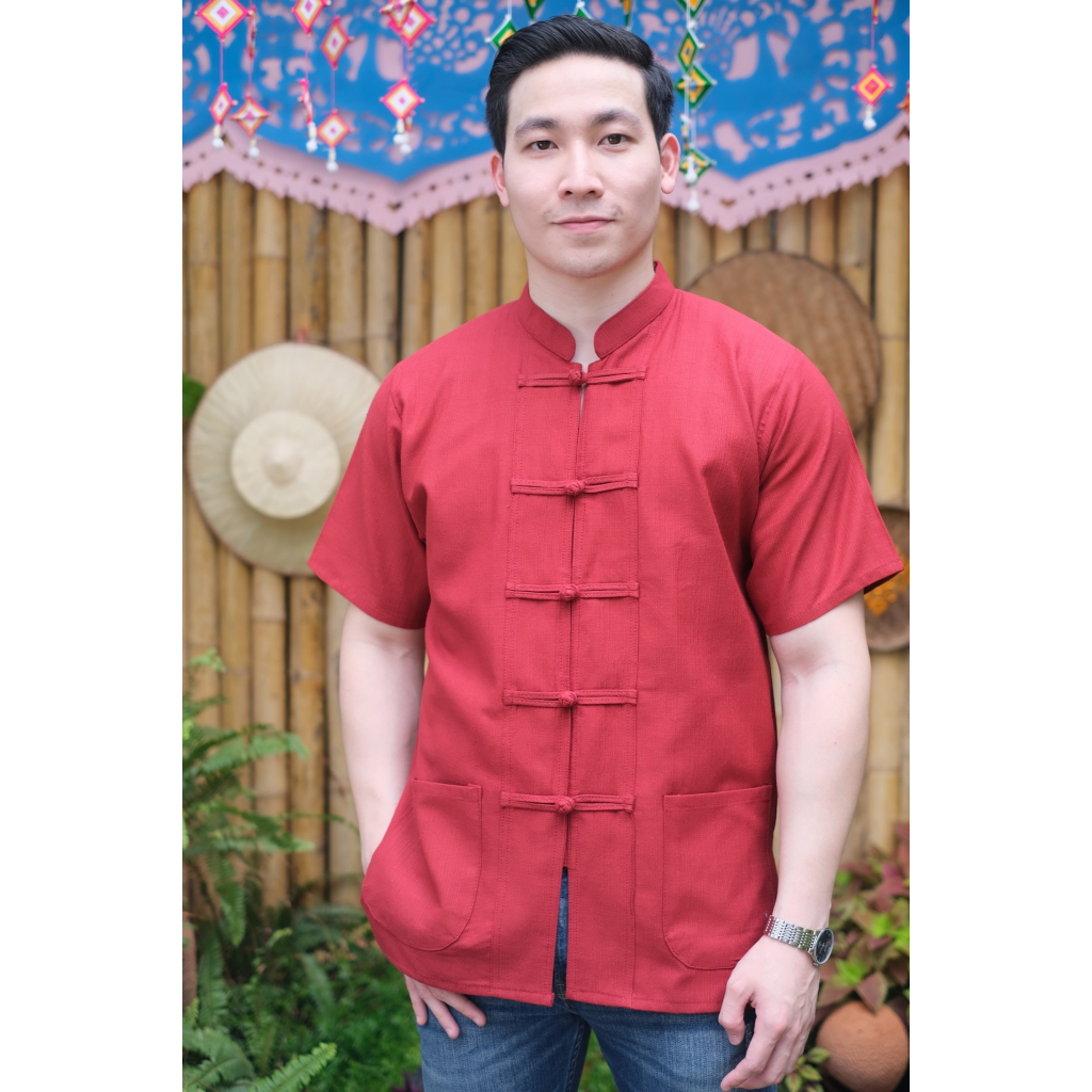 เสื้อผ้าฝ้ายพื้นเมือง รุ่นคอจีนสั้น DD150