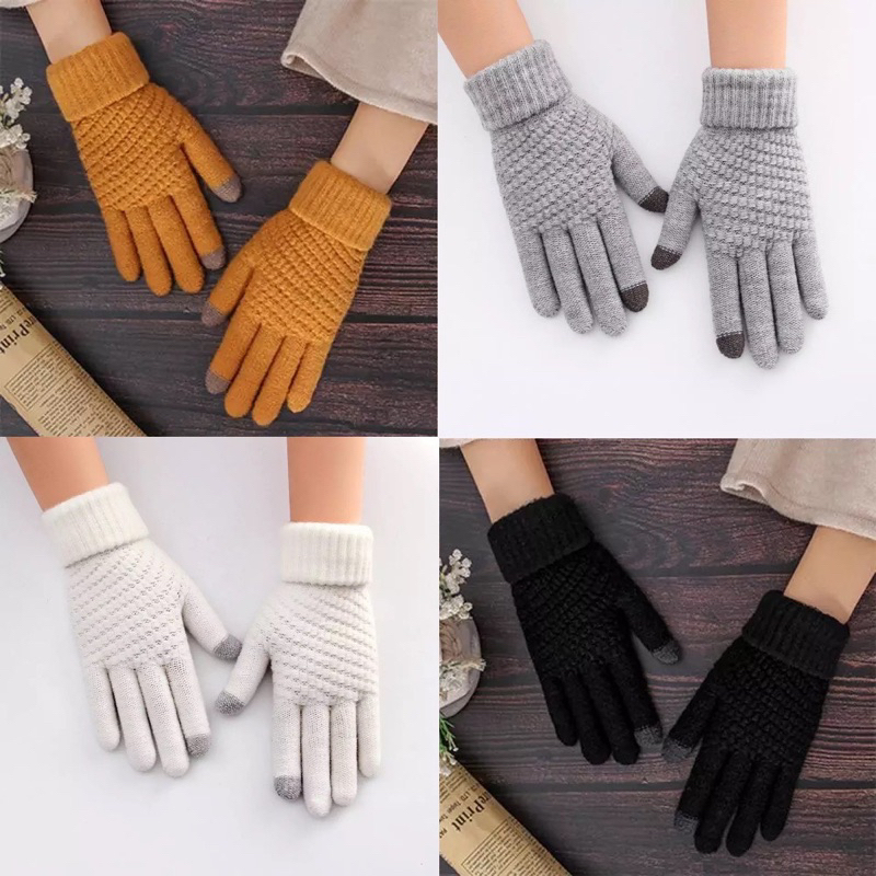 พร้อมส่ง ถุงมือไหมพรม กันหนาว สามารถเล่นโทรศัพท์ทัชสกรีนได้ ให้ความอบอุ่น