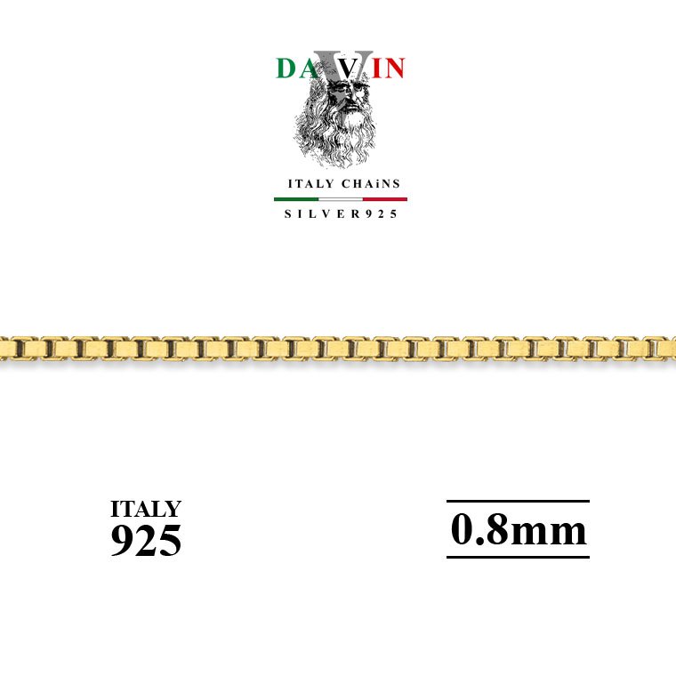 สร้อยคอ Davin 🇮🇹 ITALY 925 CHAiNS รุ่น Box Chain Gold Plate
