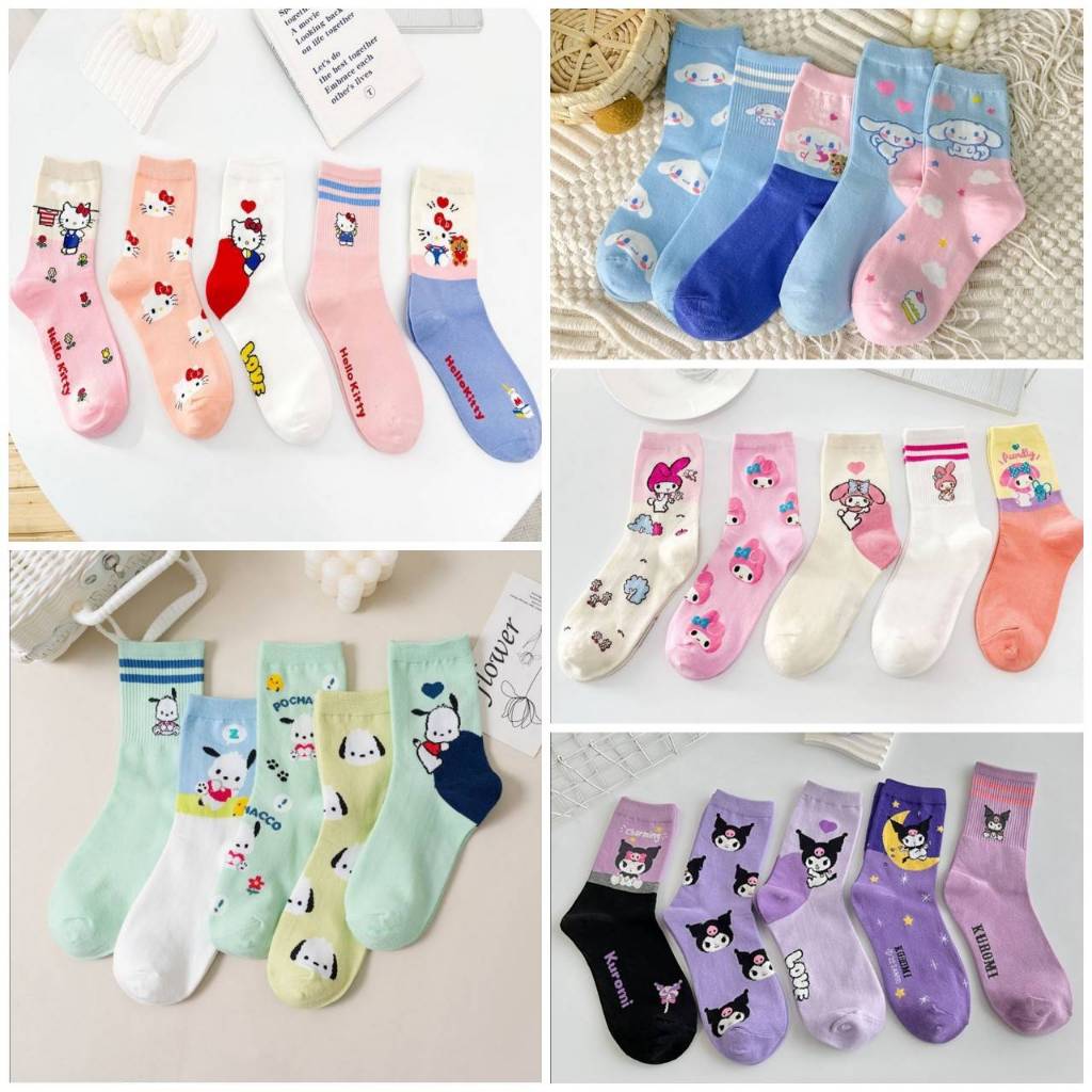 ถุงเท้าหุ้มข้อ SANRIO Socks 5Pcs