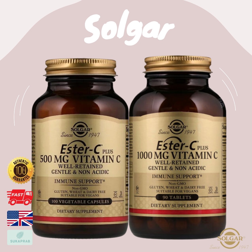 พร้อมส่ง Solgar Ester-C Plus วิตามินซี Vitamin C 500mg 100เม็ด และ 1000mg 90เม็ด