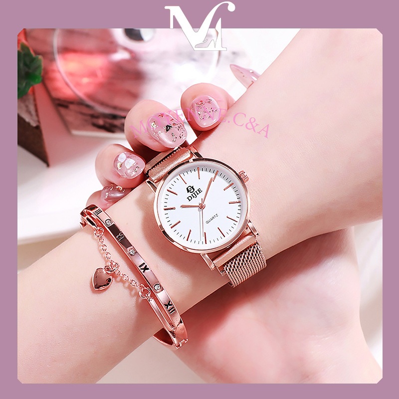 [พร้อมส่งจากไทย] นาฬิกาควอทซ์กล สไตล์เรียบง่าย นาฬิกาหัวเข็มขัดแม่เหล็ก มีหลายสีให้เลือก